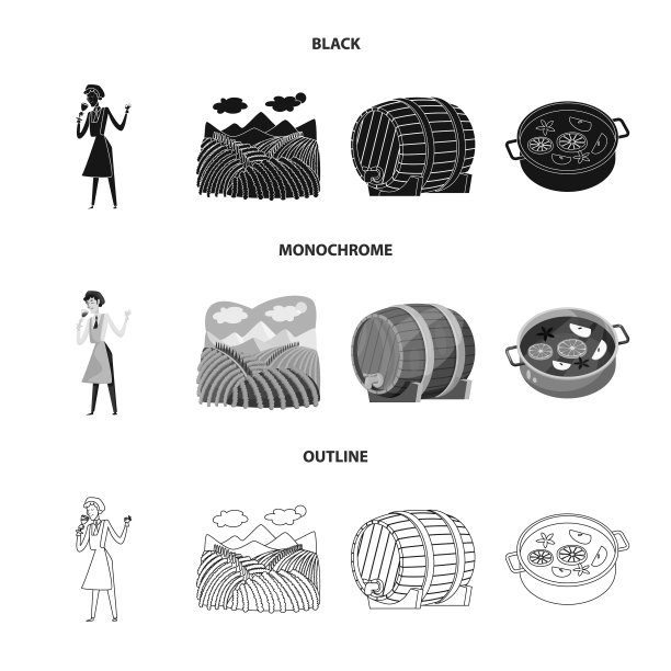 孤立对象农场和葡萄园标志设置图片下载