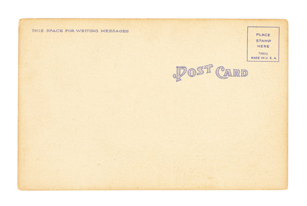 白色背景上孤立的空白古董明信片图片下载