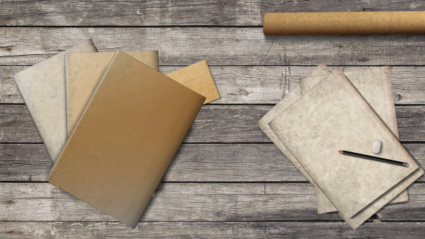 纸与铅笔，橡皮擦，文件夹上的天然木材的背景图片下载