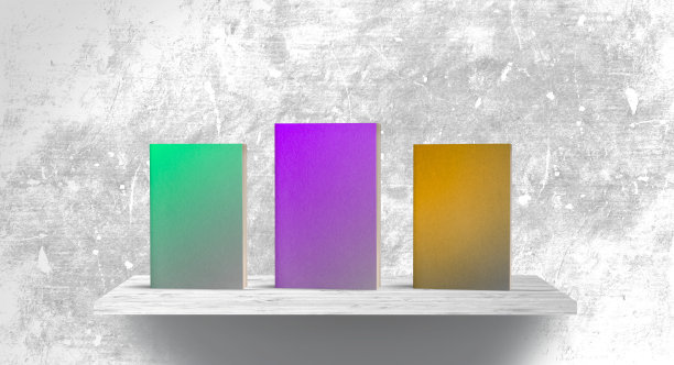 色彩鲜艳的书放在木架上，背景质朴图片下载