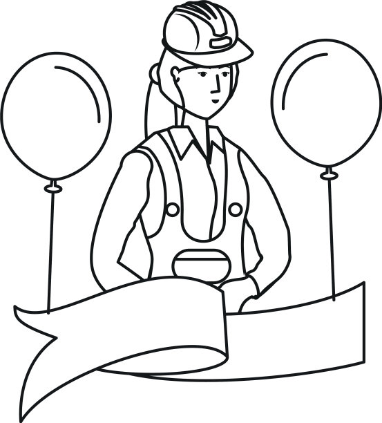 女建筑商用气球氦气劳动节图片下载