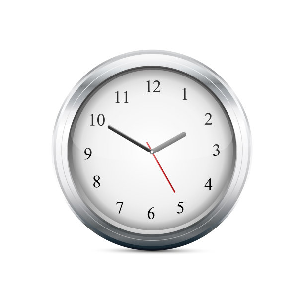 现实的银时钟矢量插图设计。白色背景上的灰色挂钟图片下载