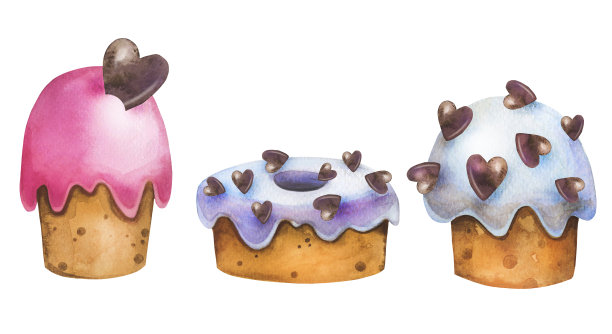 可爱的烤蛋糕为周年，生日，婴儿沐浴套装。图片下载