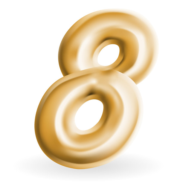 金色立体3D文字气球字母8孤立在白色。矢量插图。EPS10图片下载