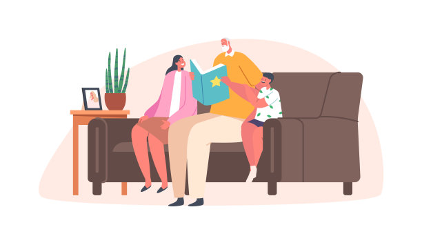 拜访祖父母，幸福家庭。爷爷给孙辈们读书。小孩子和爷爷在一起图片下载