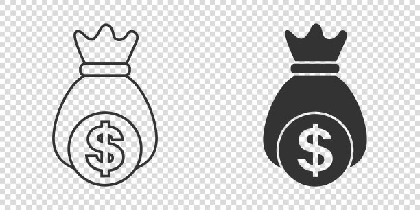 金钱袋图标在平坦的风格。在孤立背景上的钱袋矢量插图。硬币袋标志的经营理念。图片下载