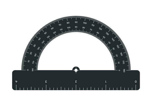 矢量插图量角器尺子孤立在白色背景。现实量角器在平面风格。测量和绘图工具。倾角计。图片下载