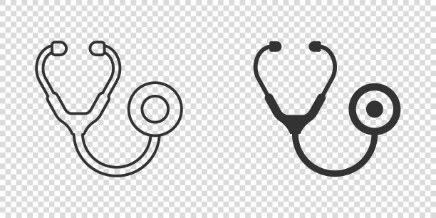 听诊器图标在平坦的风格。心脏诊断向量图在孤立背景。医药标识的经营理念。图片下载