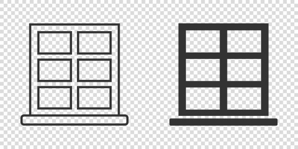 窗口图标在平面风格。孤立背景上的窗框矢量插图。住宅室内标识的经营理念。图片下载