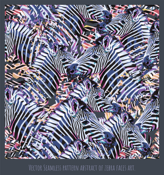 矢量无缝图案抽象斑马脸艺术。图片下载