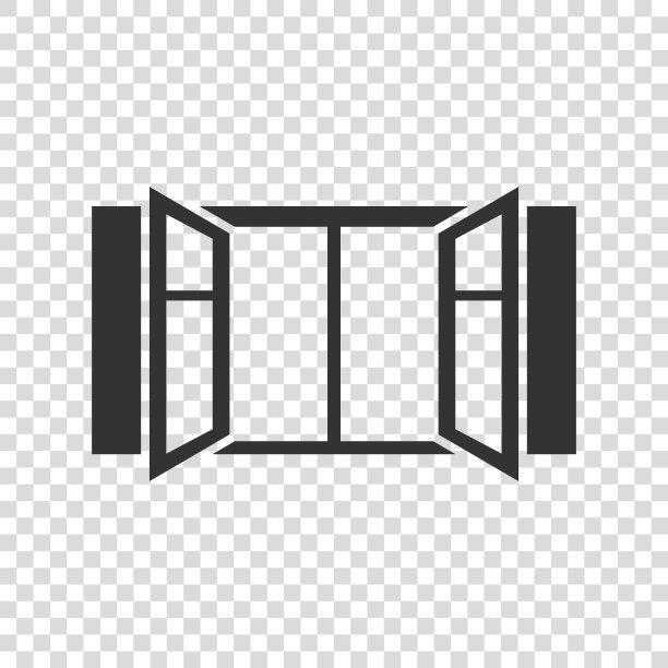 窗口图标在平面风格。孤立背景上的窗框矢量插图。住宅室内标识的经营理念。图片下载