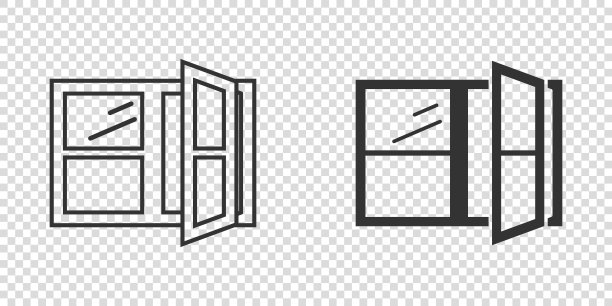窗口图标在平面风格。孤立背景上的窗框矢量插图。住宅室内标识的经营理念。图片下载