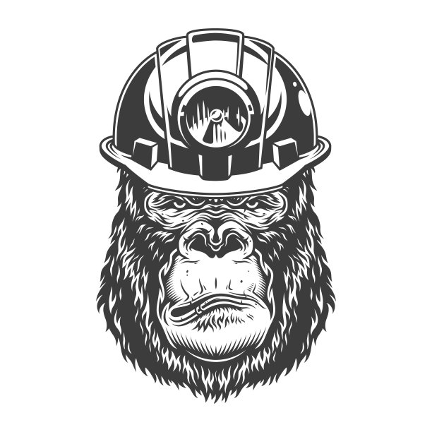 黑白风格的严肃大猩猩图片下载