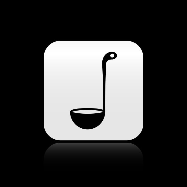 黑色厨房勺子图标孤立在黑色图片下载