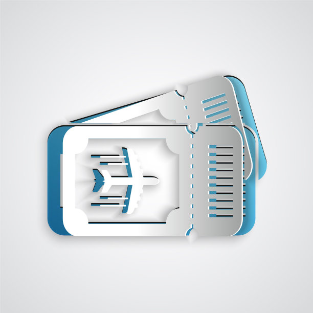 剪纸机票图标孤立在灰色图片下载