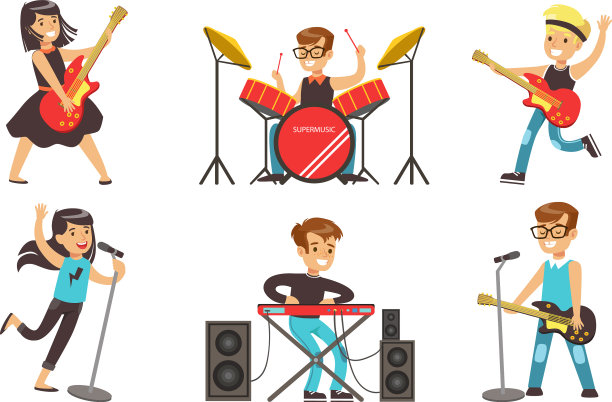 演奏乐器和唱歌的儿童图片下载