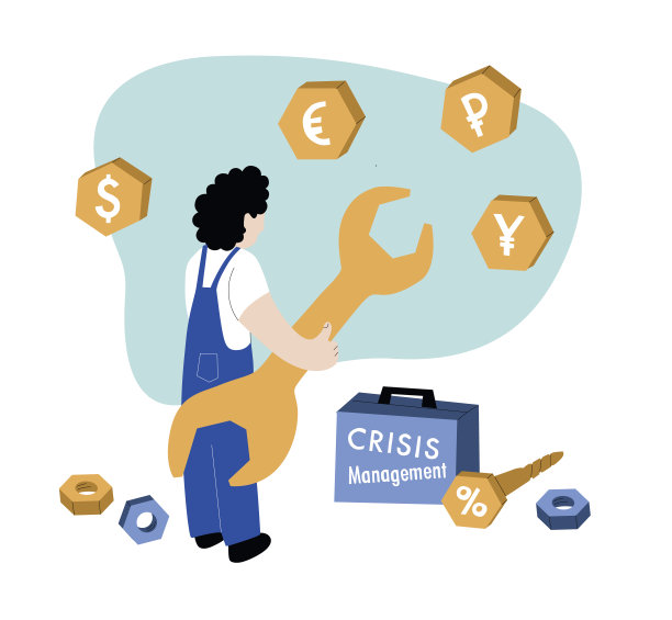 全球经济危机和经济衰退。危机管理试图解决通胀问题。银行管理工具。货币利率。图片下载