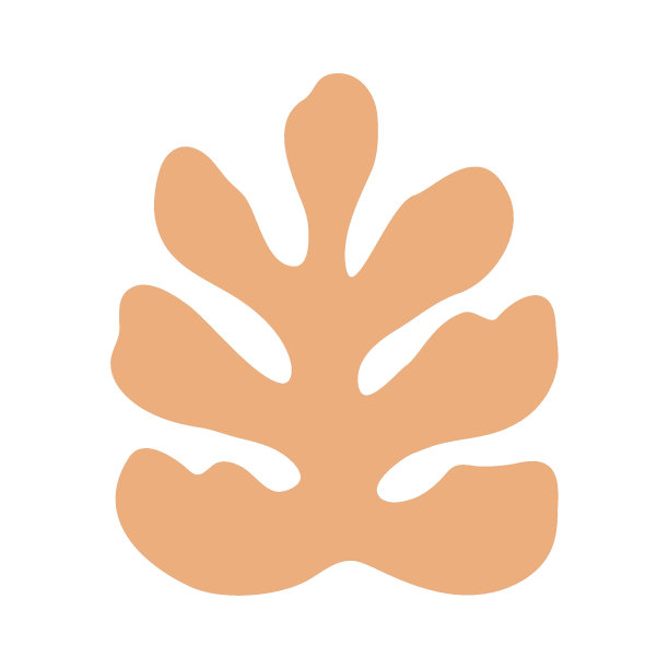 抽象植物学形叶藻类，桃色。矢量插图平面手绘风格图片下载