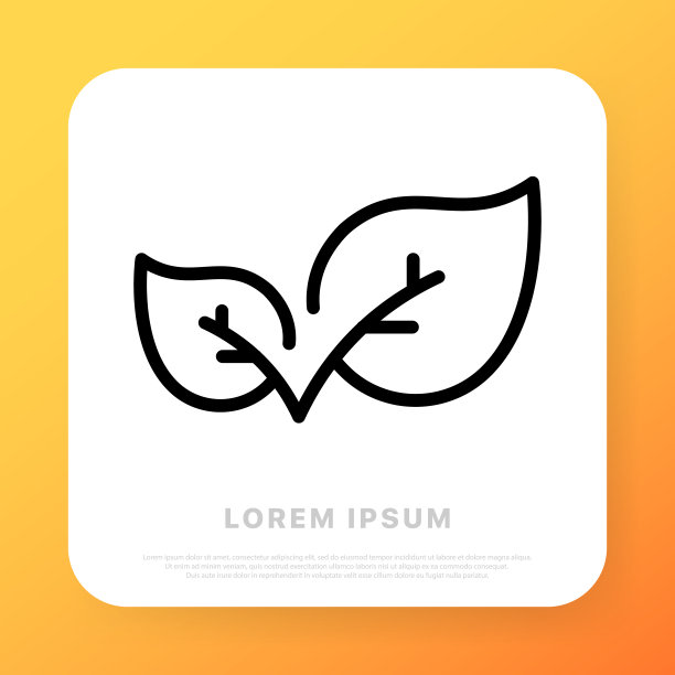 叶一行图标。植物,绿色的。拯救地球。绿色和平。环保的概念。行图标风格。矢量线图标的业务和广告图片下载