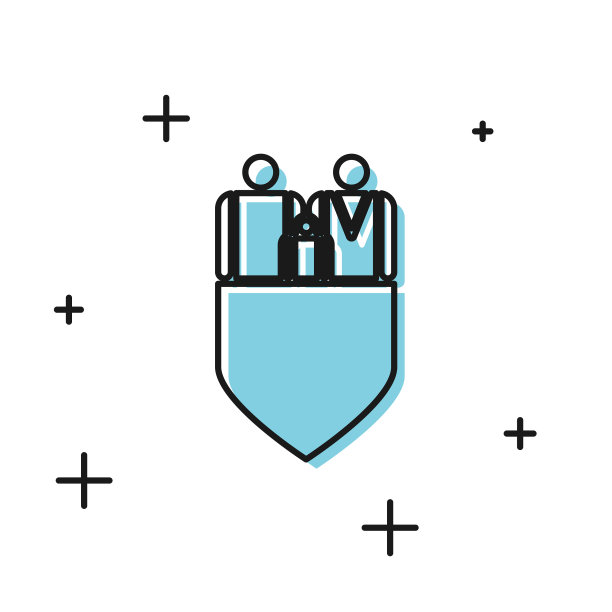 黑色家庭保险与盾图标隔离图片下载