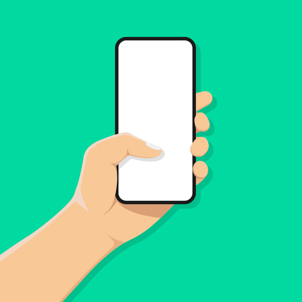 手机在男人的“u2019手。手拥有智能手机。空白屏幕。触摸手指。现代平面设计。矢量插图与阴影。图片下载