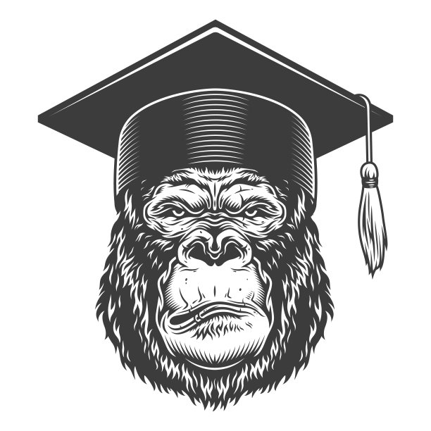 黑白风格的严肃大猩猩图片下载