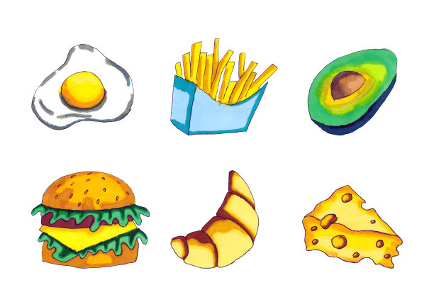 一套快餐插图孤立在白色背景图片下载