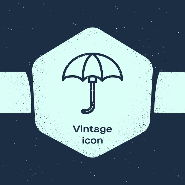 Grunge线经典优雅的开伞图标图片下载