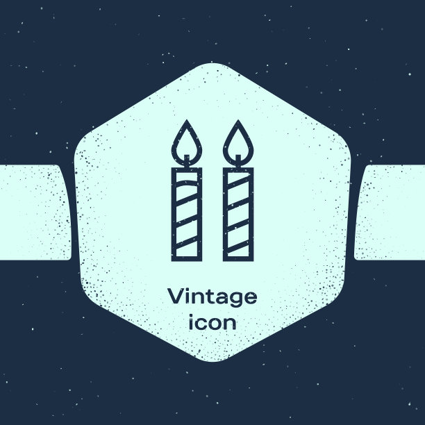 Grunge线生日蛋糕蜡烛图标孤立上图片下载