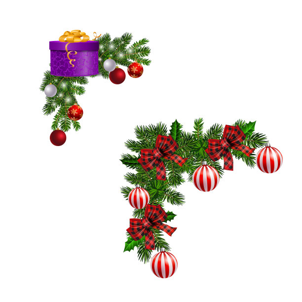 用冷杉树收集的圣诞装饰品图片下载