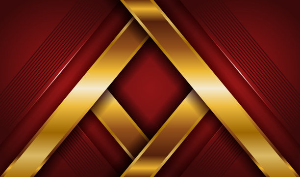 深红色和金色抽象背景豪华浅金色线条模板溢价设计。为封面杂志、海报、宣传单、邀请函等制作精美的纸元素装饰插图图片下载