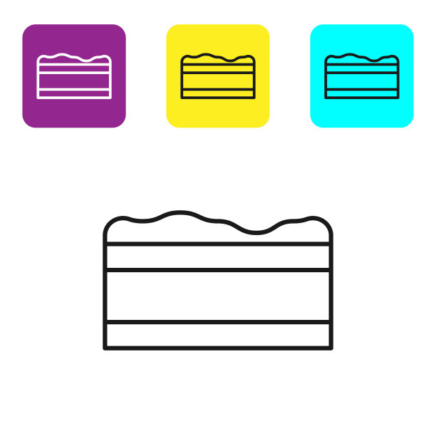 黑线布朗尼巧克力蛋糕图标孤立上图片下载