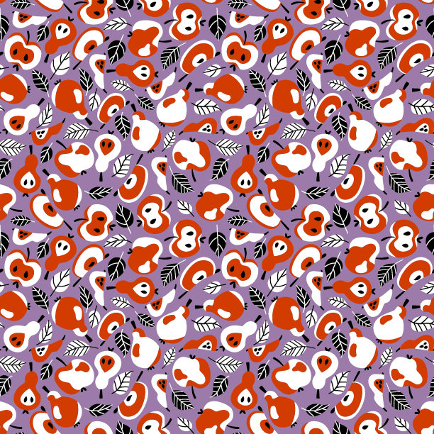 波普艺术苹果和梨彩色明亮无缝模式矢量图片下载