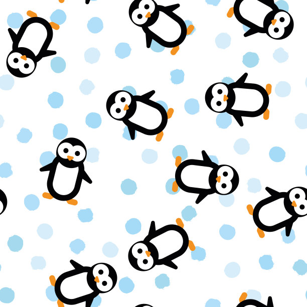 有趣的企鹅无缝图案图片下载