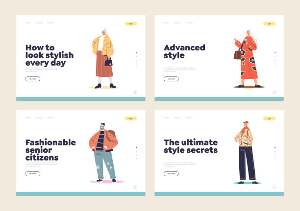 以时尚服饰为理念的老年模特登陆页面，以穿着时尚服饰的老年人登陆页面图片下载