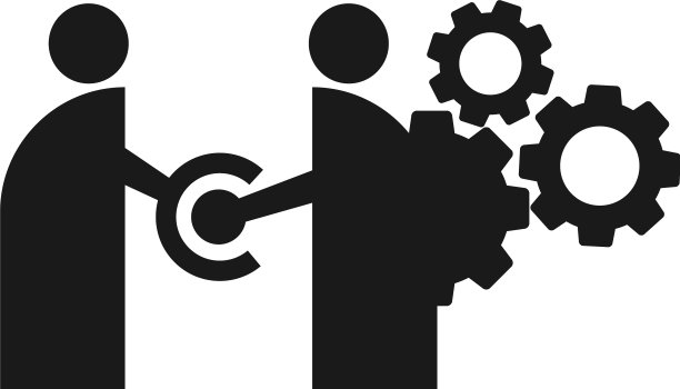 承诺团队合作共同经营黑色标志图片下载