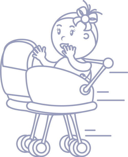 可爱的女婴新生儿在婴儿推车孤立的图标图片下载