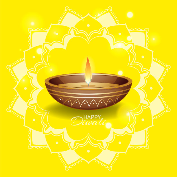 以曼荼罗为背景的排灯节快乐图片下载