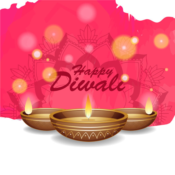 以曼荼罗为背景的排灯节快乐图片下载