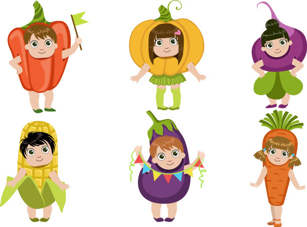 可爱的小孩打扮成蔬菜装辣椒图片下载
