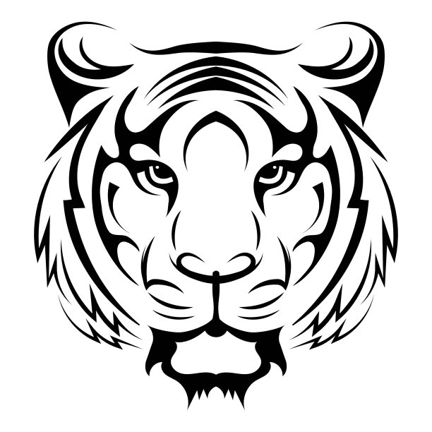 老虎的标志黑色，白色，一只老虎图片下载