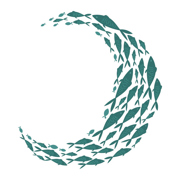 彩色剪影学校鱼一群图片下载