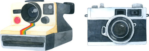 相机水彩收藏手绘绘画图片下载