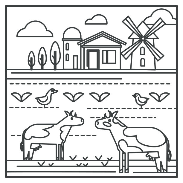 家畜，动物，磨坊，乡村房子和图片下载