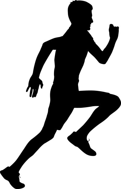 黑色轮廓赛跑者与白色赛跑者赛跑图片下载