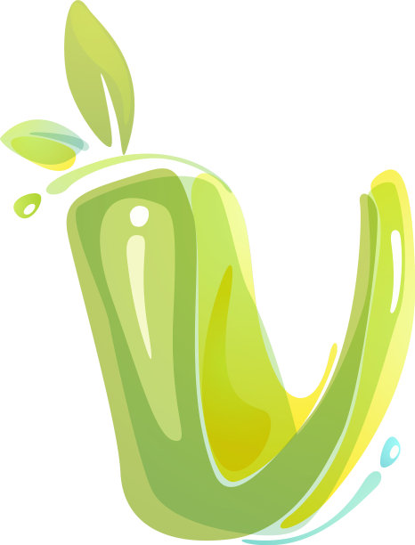 V字生态标志形成水彩喷溅图片下载