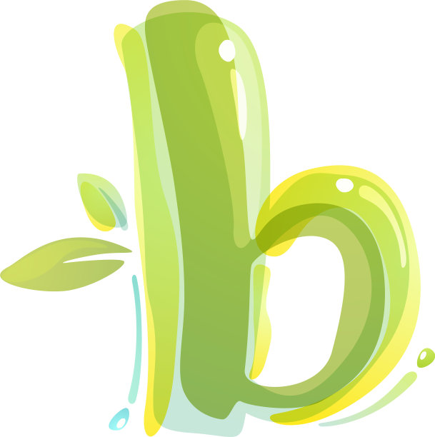 B字母生态标志形成水彩喷溅图片下载