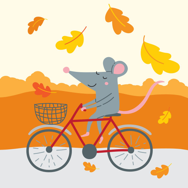 可爱的老鼠旅行自行车图片下载