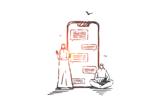 网上交流聊天概念草图图片下载