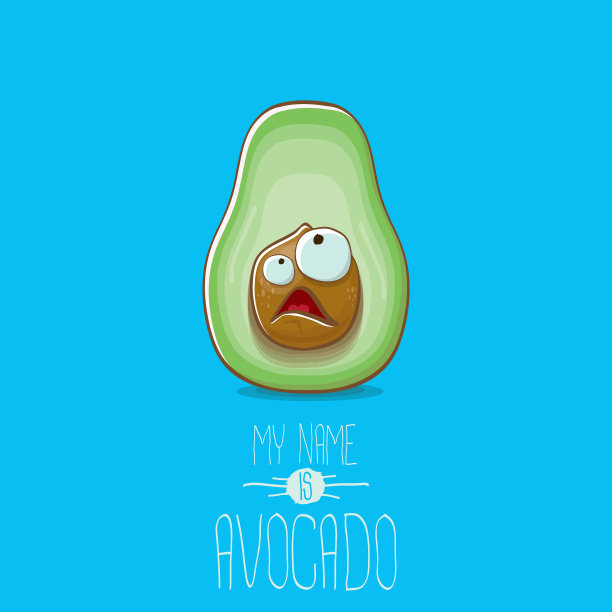 有趣的卡通可爱的绿色鳄梨角色图片下载